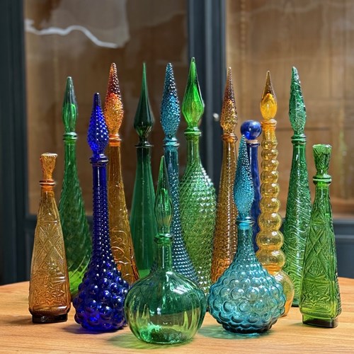 C1960 A Collection Of 15 Italian Empoli Genie Bottles