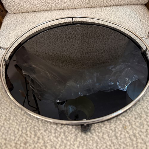 C1930 An English Black Vitrolite & Silver Plate Round Tray