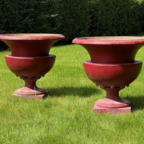 C1930 A Fabulous Pair Of Large French Cast Iron Urns