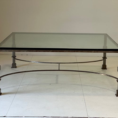 C1950 A Stylish French Iron & Glass Coffee Table 