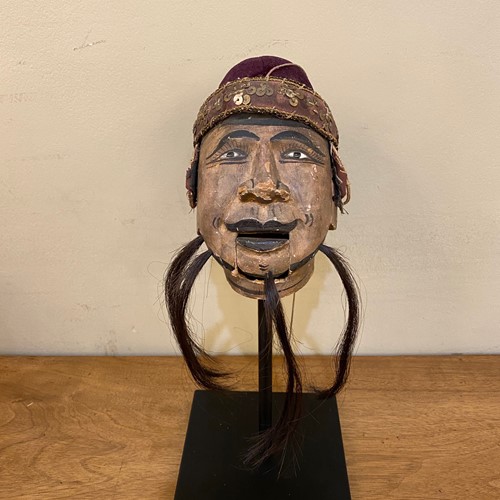 C1890 A Carved Wood Polynesian Puppet Head
