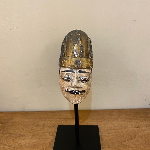 C1890 A Carved Wood Polynesian Puppet Head