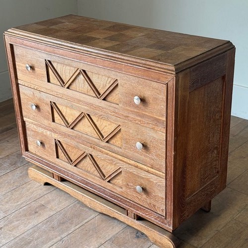 C1940 A Rare Small Sized French Cerused Oak Commode