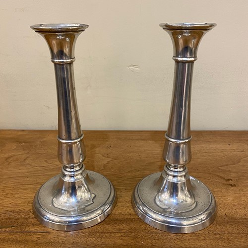 C1890 A Pair Of Pewter Candlesticks