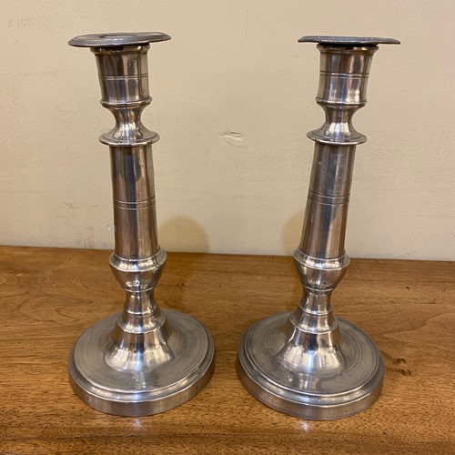 C1890 A Pair of Pewter Candlesticks