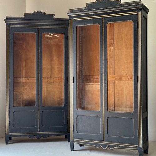 C1890 A Pair Of French Ebonised & Gilt Bookcases