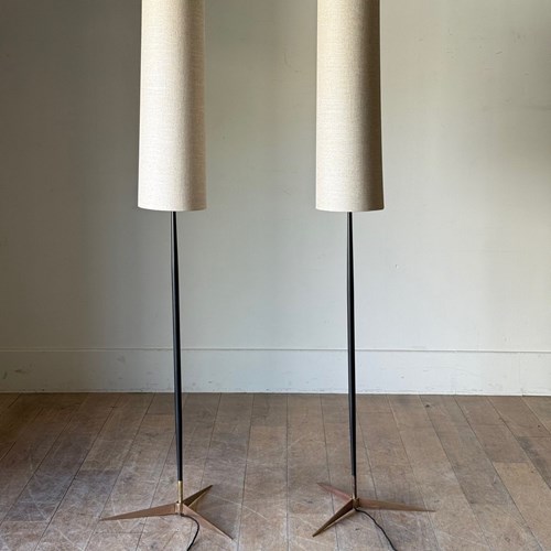 C1960 A Matched Pair Of Chic French Floor Lamps - Attrib Maison Arlus.