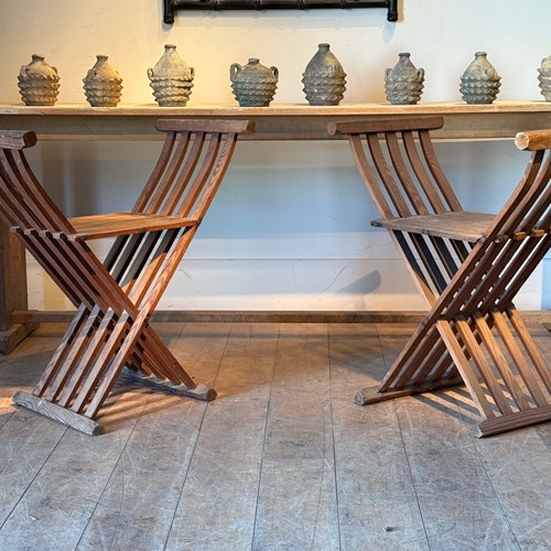 C1910/30 A Pair Of Elegant Spanish Pine Folding Stools