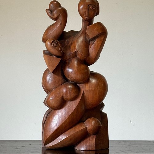 C1960 A Spanish Abstract Mid Century Figural Wooden Sculpture
