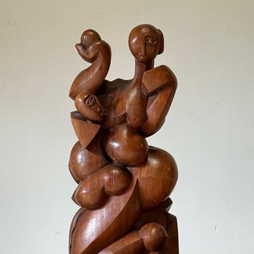 C1960 A Spanish Abstract Mid Century Figural Wooden Sculpture