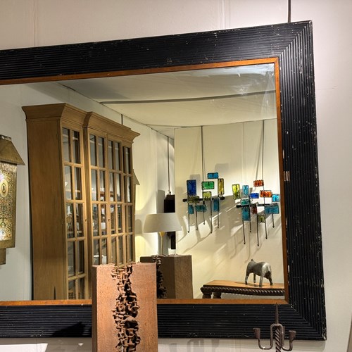 C1910 A Large French Ebonised Reeded Framed Mirror