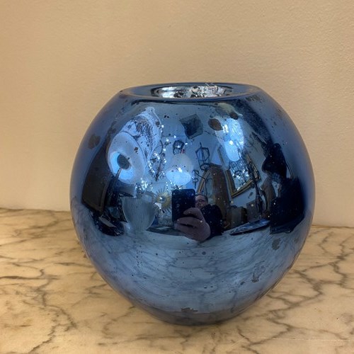 C1860 A Rare Mercury Silvered Blue Ball Vase