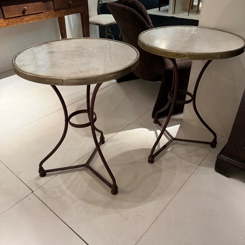 C1880 A Rare Pair Of French Garden Marble Top Tables