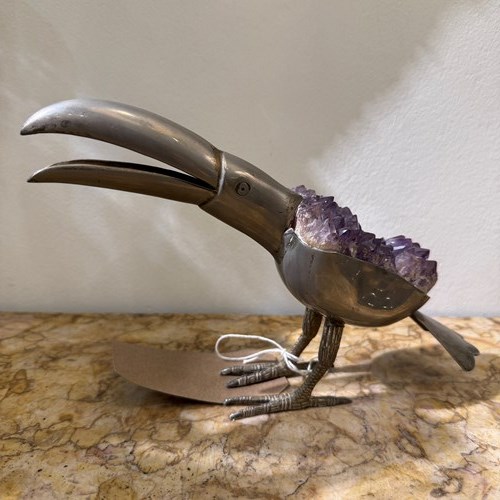 C1950 A Silver Plated Amethyst Toucan By Gerson