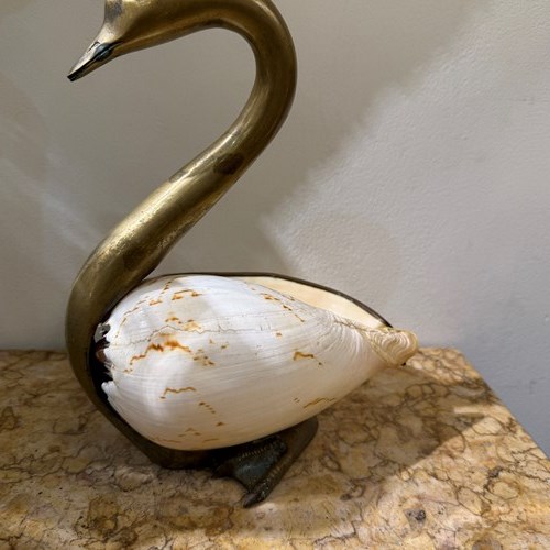 C1970 An Italian Brass & Shell Swan Dish 