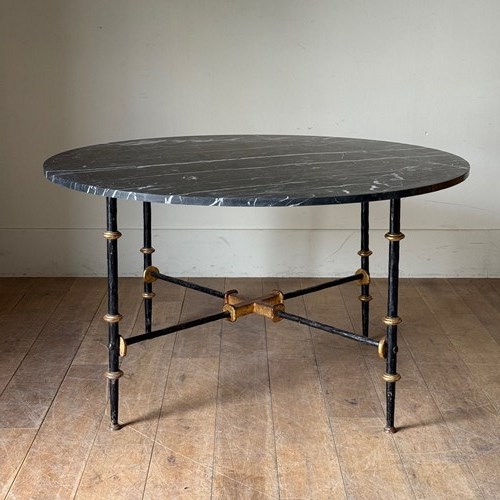 C1960 A Spanish Iron & Gilt Iron Marble Top Gueridon 