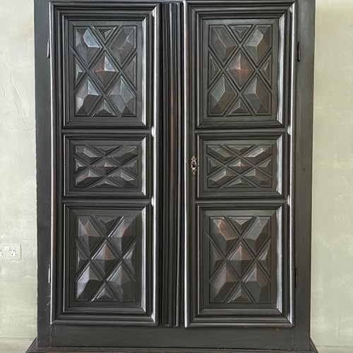 C1770 A French Carved Geometric 2 Door Walnut Armour 