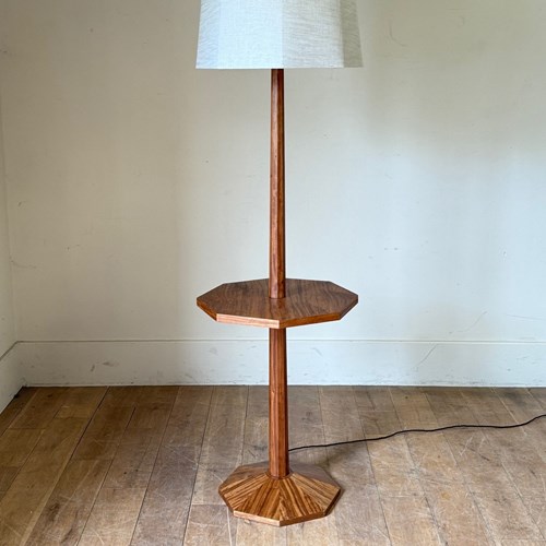 C1930 A French Octagonal Satinwood Floor Lamp With Table