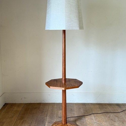 C1930 A French Octagonal Satinwood Floor Lamp With Table