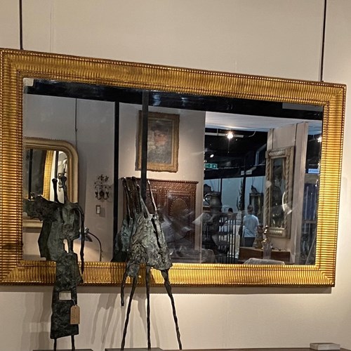 C1850 A Huge French Gilt Wood Ripple Frame Mirror