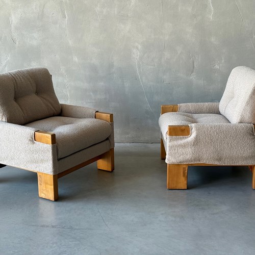C1970 A Stylish Pair Of French Armchairs By Maison Regain