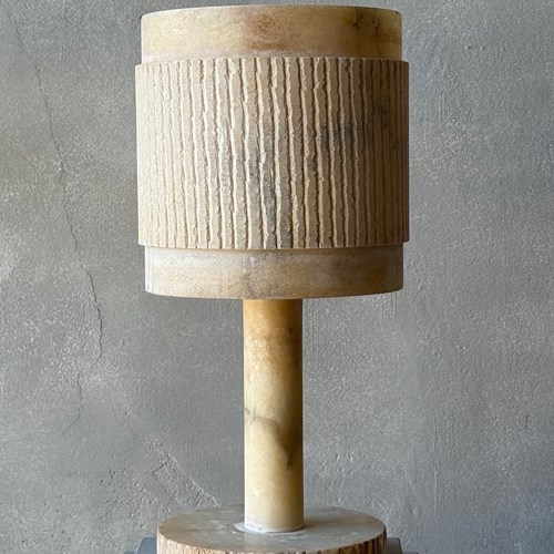 C1960 A Stylish Spanish Brutalist Alabaster Table Lamp