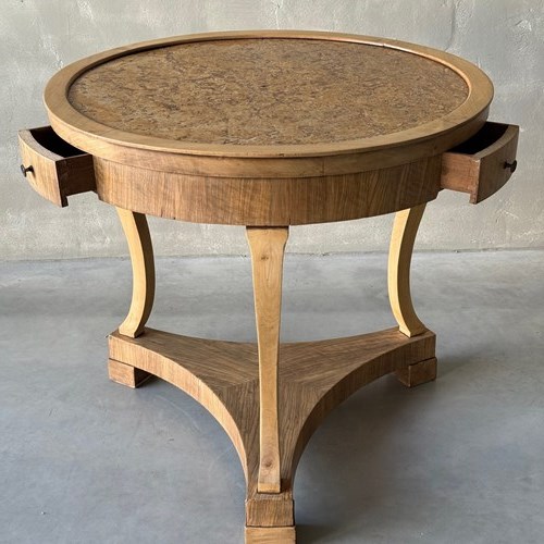 C1840 A Wonderful Italian Walnut Gueridon With 3 Drawers