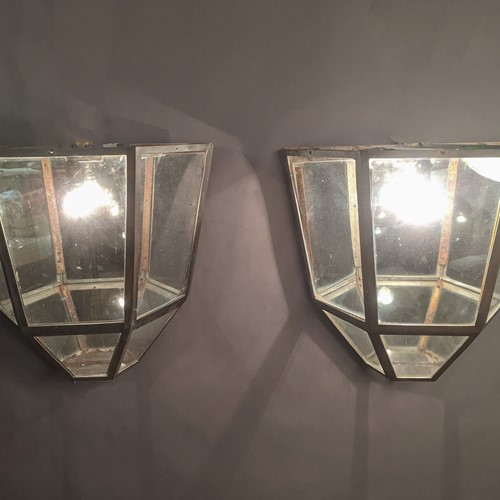 C1930 A Large Pair of metal Wall Lanterns