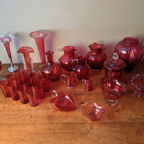 C1890 A Wonderful Collection of Cranberry Glass