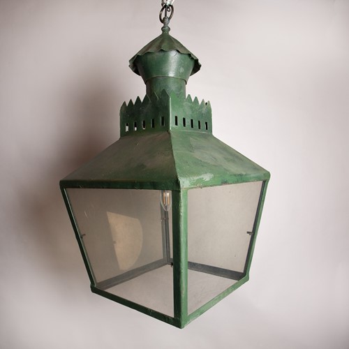 C1900 A French Tole Castle Top Lantern