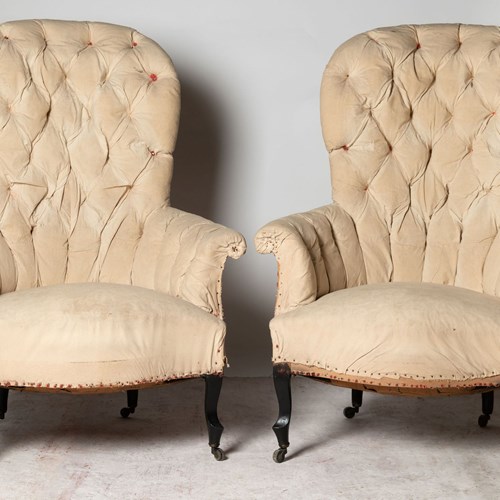 High Back Pair Of French Chairs