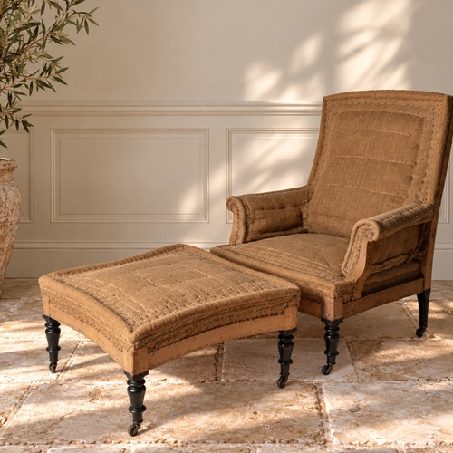 Antique French Chair And Stool