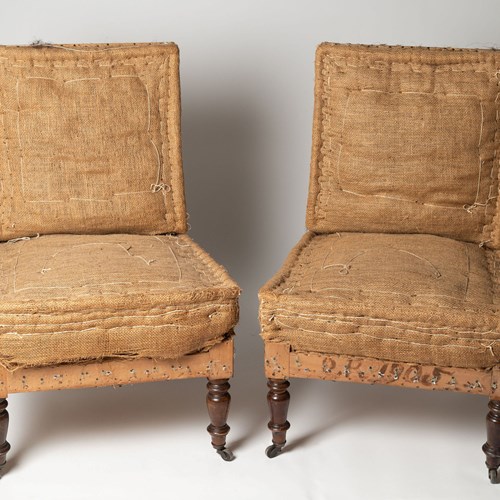 Antique French Pair Of Slipper Chairs
