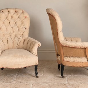 High Back Pair Of French Chairs