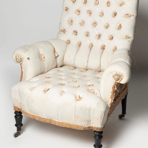 Antique French Napoleon III Buttoned Chair