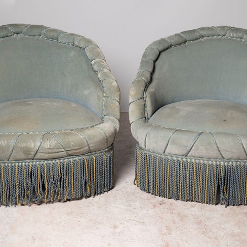 French Pair Of Piecrust Chairs For Upholstery