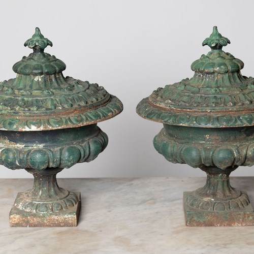 Pair Of Antique Urns With The Original Lids