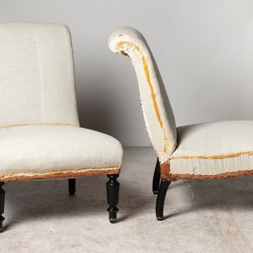 Antique French Pair Of Slipper Chairs