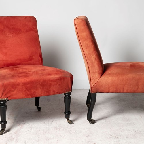 French Pair Of Slipper Chairs, For Upholstery