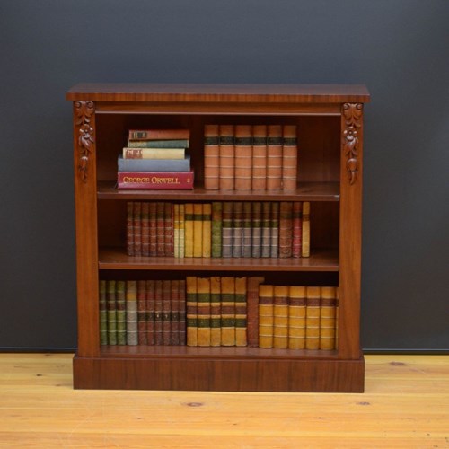 Victorian Mahogany Open Bookcase Of Narrow Proportions