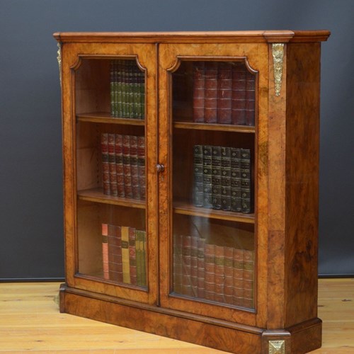 Victorian Walnut Display Cabinet Or Bookcase