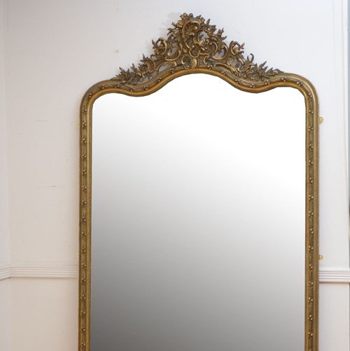 19Th Century Full Length / Leaner Giltwood Mirror H221cm