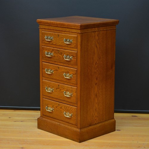 Victorian Maple & Co Oak Pillar Chest Of Drawers