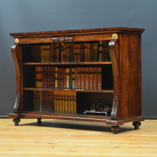 English Regency Low Open Bookcase In Rosewood