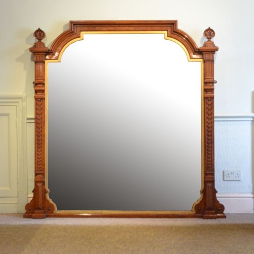 Outstanding Victorian Pollard Oak Wall Mirror H167cm