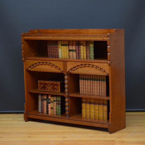 Aesthetic Movement Walnut Open Bookcase