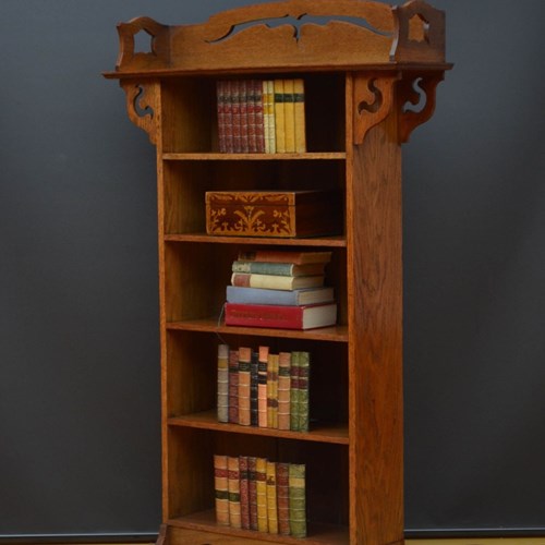 Arts And Crafts Solid Oak Open Bookcase