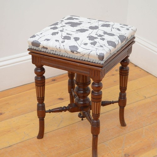 Attractive Edwardian Revolving Stool In Walnut