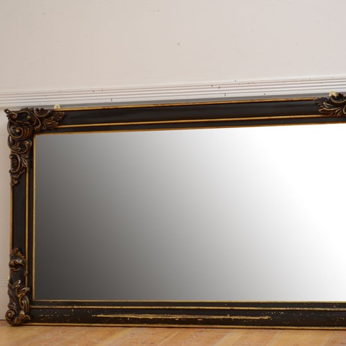 Victorian Ebonised And Gilded Wall Mirror H88cm