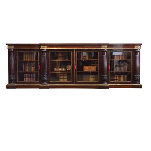 A Long English Regency Gilllows Rosewood Cabinet